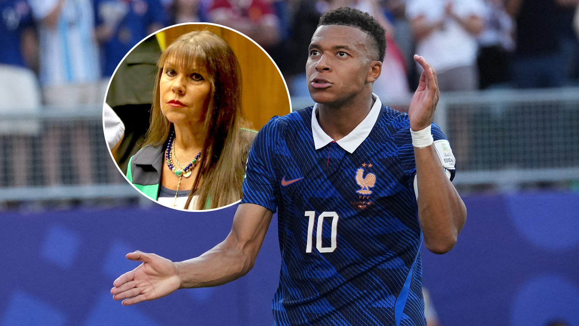 Kylian Mbappé y la senadora paraguaya Celeste Amarilla